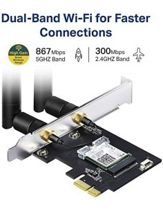 Scheda di rete Wi-Fi con Bluetooth 4.2, AC1200 5G + 2.4G Wi-Fi Gigabit scheda PC WiFi, chipset Inter AC7265 con 2 antenne rimovi 2