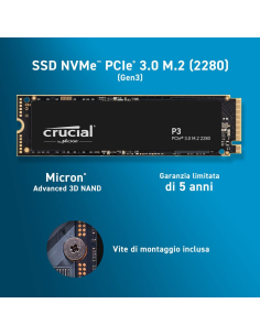 SSD Crucial 1TB P3 M.2 NVMe PCIe 3.0 2