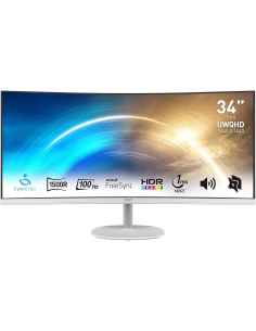 MSI PRO MP341CQW Monitor Curvo 34" UWQHD (3440 x 1440), Pannello 21:9, 100 Hz, 1 ms , Anti-Flicker, Speakers, Bianco